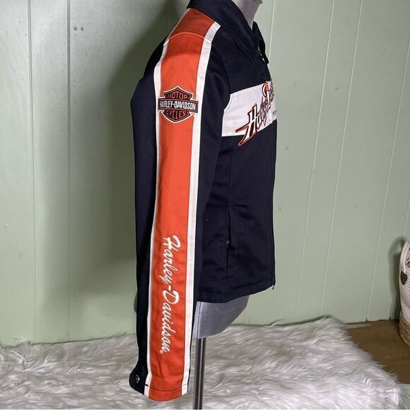Harley-Davidson Motorcycle Embroidered Prestige Cotton Riding Jacket Women Small - Picture 4 of 15